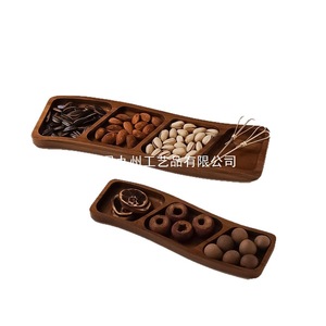 Cookie and <b>snack</b> <b>tray</b>, three- or four-compartment wooden dried fruit plate, high-end <b>snack</b> plate, nut and melon seed platter, - Product Image 5