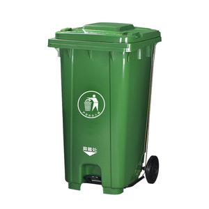 120L outdoor community foot-operated garbage bin with lid; 240L foot-operated recycling bin for environmental protection. - Product Image 1