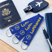 Porte-clés brodé 3D Lufthansa avec mousqueton, idéal pour la vie quotidienne, pour femme - Vente flash