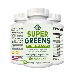 แคปซูลผลไม้และผักออร์แกนิกสีเขียว เพิ่มพลังงานและสุขภาพทางเดินอาหาร 60 แคปซูลวีแกนสำหรับผู้ใหญ่ - Product Image 5