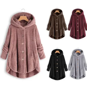 Модная женская одежда сезона осень-зима 2021 года, плюшевый Топ на пуговицах в европейском и американском стиле, популярная Асимметричная накидка, однотонное пальто L0340