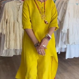 Summer New Solid Color Casual Long Sleeve Cotton <b>Linen</b> Long Tops Long Pants Women's 2 Piece <b>Set</b> Fashion - Product Image 6