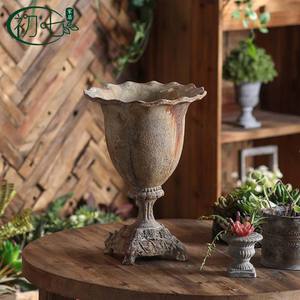 Maceta de estilo europeo antiguo para jardín exterior, con acabado en óxido desgastado, maceta alta para plantas verdes. - Product Image 3