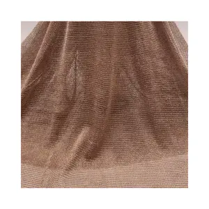 High elasticity knitted soft lurex net glitter fabric metallic 4 way stretch fabric for clothing textile