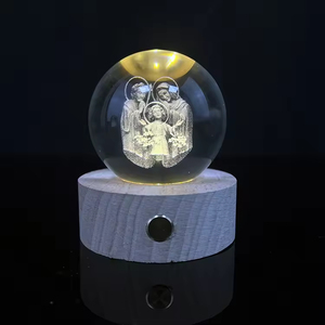 Jésus boule de cristal Led forme ronde USB Charge 3D veilleuses décor pour noël enfants cadeau lampe de Table - Product Image 4