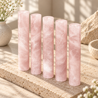 Cylindre en quartz rose poli, pierre décorative pour la maison, le bureau, les étagères et les cadeaux