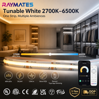 Tira de LED COB RAYMATES UL CCT Ajustable, 608 LED, 2700K 6500K, Doble Color, 8mm, Flexible, para Retroiluminación de Gabinetes de Pared