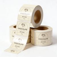 Étiquettes alimentaires adhésives personnalisées, brillantes, imperméables, résistantes à l'huile, imprimées UV, pour l'emballage des produits chocolatés avec étiquette privée