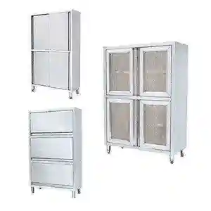 Commercial en acier inoxydable 4 casiers cantine armoire de cuisine armoire en acier pour vaisselle