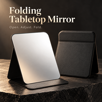 Miroir de maquillage pliable portable avec support de protection, miroir de vanité rectangulaire de table pour voyage