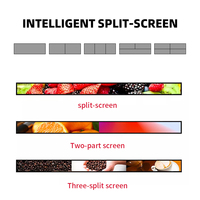 Barra de Pantalla Extensible 4K para Publicidad en Texto, Pantalla Ancha de Alto Brillo de 23.6 Pulgadas, Monitor de Estante para Comercios, Señalización Digital para Centros Comerciales