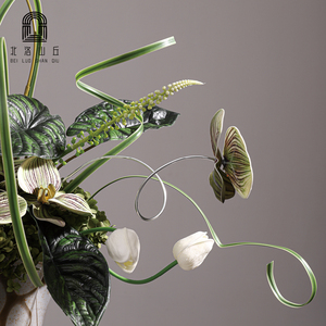 Luce moderna di lusso verde fiori artificiali fatti a mano grande decorazione della tavola di vetro per il soggiorno alberghi ristoranti ville - Product Image 4