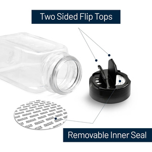 2oz Transparent Eco-Friendly Plastic Square Spice Jar with Lid Cute Small Spice Bottles in Box - Product Image 3