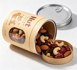 Custom Recyclable Craft Paper Tube Nut Packaging with Visual <b>Window</b> Moisture Proof Food Grade Cylinder for Snacks - Product Image 2