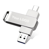 Flash Drive OEM Grosir 64GB 32GB 2-in-1 Tipe-C USB 3.0 OTG Dual Interface Rotating Pen Drive untuk Smartphone dan PC