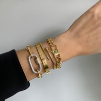 Mode exquis Design Simple bijoux de tous les jours or trombone chaîne vis mousqueton charme Bracelet réglable
