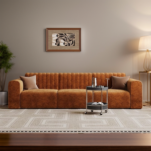 Sofá Modular de Tela de Diseño Retro Vintage, Línea Recta, Tres Plazas, para Sala de Estar, Casa de Huéspedes, Salón, Área de Recepción - Product Image 4