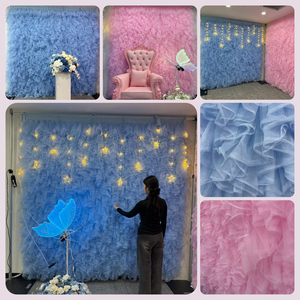 LEDA Tissu mural en tulle personnalisé, rideau enroulable pour décoration de scène de mariage, fête ou anniversaire - Product Image 4