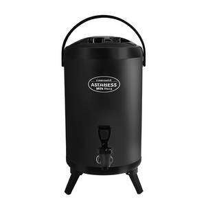 Dispensador de Té con Leche AstaHess de 8L, Contenedor de Bebidas Aislado de Acero Inoxidable con Grifo y Base Negra - Product Image 1