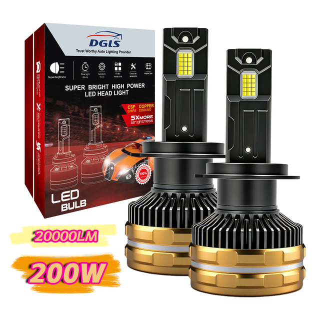 Upgraded 15-Core CSP Chip 200W LED Headlight M71 20000LM 6500K Super Bright Car Bulb Perfect Cut-off Compatible with F5 F7 LED