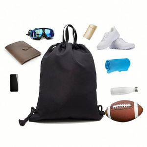 Whosale Nylon Sports Gym <b>Backpack</b> Zipper Recycled Black Polyester 210d Drawstring <b>Backpack</b> for Men <b>Women</b> - Product Image 4