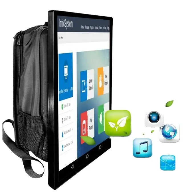 21.5 inch Portable Backpack Human Billboard LCD Digital Signage Programmable for Advertising