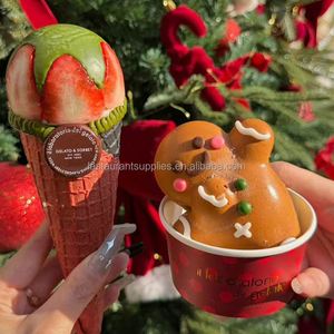 ถ้วยไอศกรีมกระดาษคราฟท์แบบย่อยสลายได้พร้อมฝาปิดสำหรับขายส่ง - Product Image 3