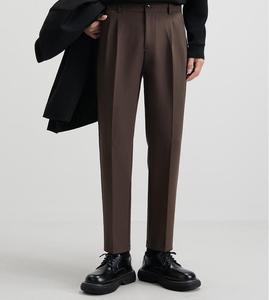 2025 primavera nuovi <span class=keywords><strong>pantaloni</strong></span> Casual da uomo di alta qualità marrone Slim da lavoro da ufficio in cotone con pendenze dritte - Product Image 3