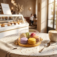 Boîte à gâteau mini en PET écologique avec couvercle transparent doré et boucle latérale, 118 mm, 180 mm, pour petits chocolats, biscuits, sushis, pâtisseries, desserts, emballage alimentaire