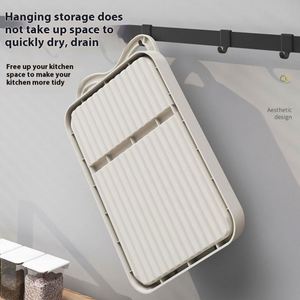 <b>Kitchen</b> Household Multifunctional Vertical Wall-Mounted Soup Spoon <b>Storage</b> <b>Rack</b> Double Pot Cover Shelf Plastic - Product Image 3