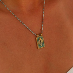 Collier pendentif carte de <span class=keywords><strong>tarot</strong></span> tendance, style bohème pour femme, bijou rétro, chaîne en corde colorée, collier <span class=keywords><strong>à</strong></span> breloques - Product Image 4
