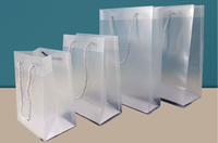 Sac de Courses en Plastique Transparent PVC, Sac Fourre-Tout Dépoli PP avec Poignées, pour Vêtements, Cadeaux, Bonbons