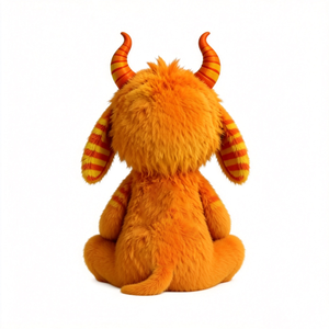 Juguete de Peluche de Monstruo con Cuernos y Rayas Naranjas, Personalizable en Color, Peluche de Animal de Peluche Personalizado - Product Image 4