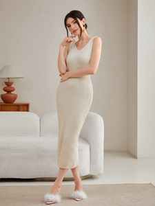 Abito Slim in tinta unita personalizzato invernale con colletto felpato <span class=keywords><strong>cintura</strong></span> pelosa <span class=keywords><strong>Cardigan</strong></span> lungo lavorato a maglia 2 pezzi completo maglione da donna - Product Image 4