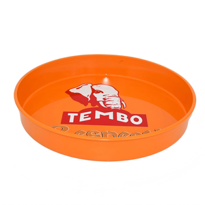 Plateau de service rond en fer blanc rouge avec logo personnalisé, rebord surélevé, pour bière et vin, idéal pour les bars et restaurants - Product Image 1
