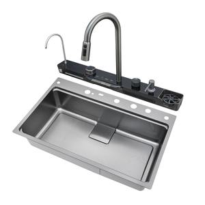 Ensemble complet d'éviers de <span class=keywords><strong>cuisine</strong></span> cascade en acier inoxydable, grand bol simple avec égouttoir à vaisselle <span class=keywords><strong>sous</strong></span> les éviers - Product Image 2