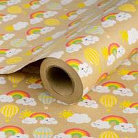 Papier d'emballage cadeau personnalisé quantité minimale de commande bas Papier kraft Fleurs de flamant rose, arcs-en-ciel, citrons, motifs de caractères colorés