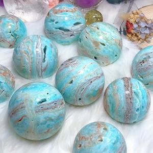 6-7cm Hot Sale Healing Sphere Blue Mineral Crystal Ball Crystal Crafts Blue and White Gemstone <b>Ornaments</b> Hemimorphite Sphere - Product Image 5