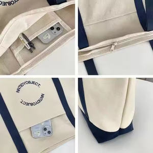 กระเป๋าโท้ทผ้าใบสะพายไหล่มีหูหิ้วหลากสีความจุขนาดใหญ่พิมพ์ลายและปักโลโก้ตามสั่งเป็นมิตรกับสิ่งแวดล้อมยอดนิยม - Product Image 3