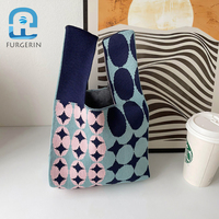Design de Niche fille rose tricoté tout, sac fourre-tout Portable tissé à une épaule hors de la rue doit avoir Simple élégant