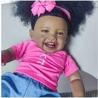 Poupée Reborn MILA de 24 pouces, peau foncée, réaliste, afro-américaine, simulation de bébé, jouet pour enfants, cadeau de collection