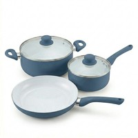 Ensemble de casseroles et poêles E-Top bleu foncé en aluminium antiadhésif avec revêtement céramique