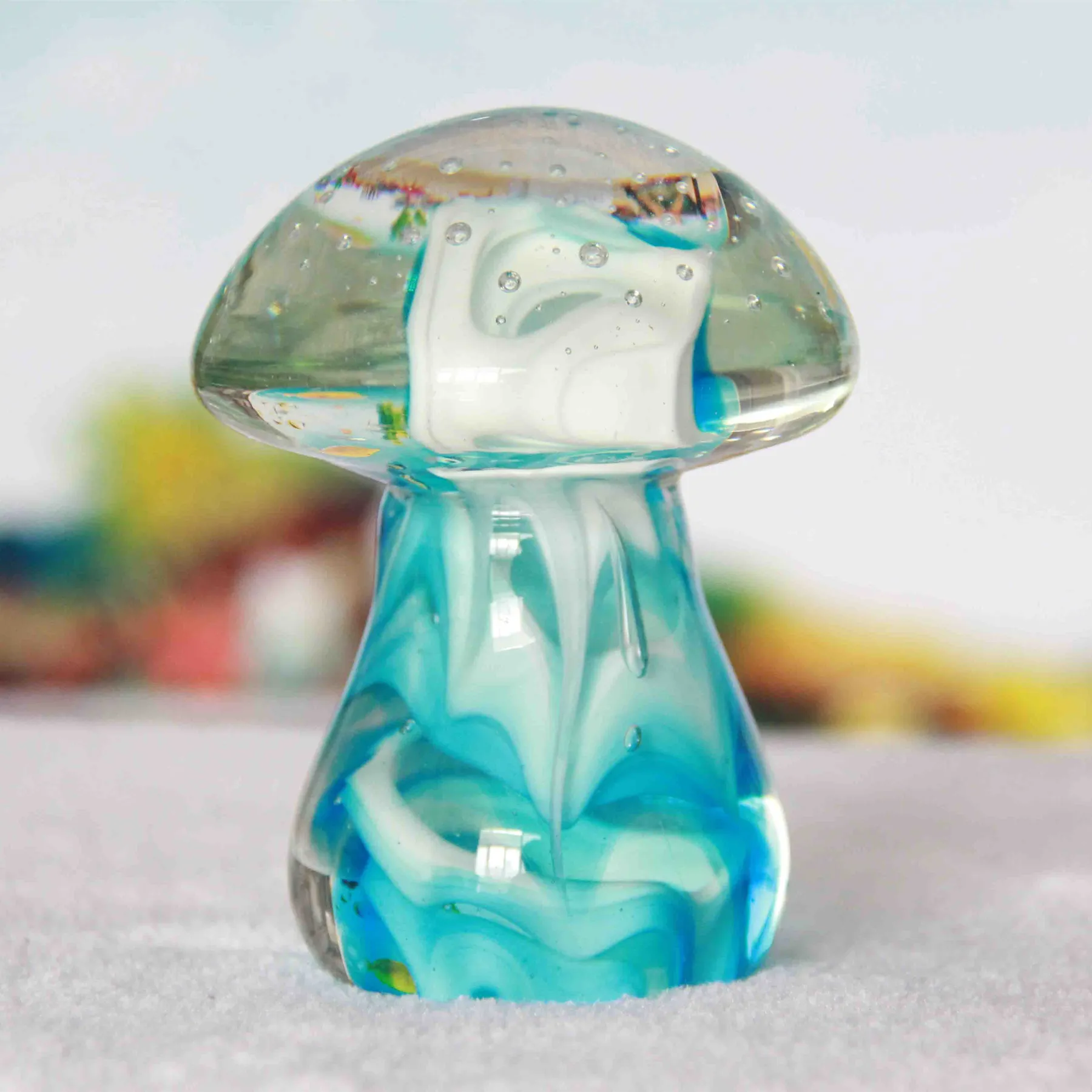 Decoração de mesa 15-35cm murano vidro cristal artesanal decorativo cogumelo papel