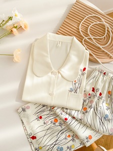 Pyjama en satin à imprimé floral pour femmes Chemise de nuit de haute qualité Vêtements de nuit d'été pour dames et filles Fermeture à taille élastique - Product Image 6