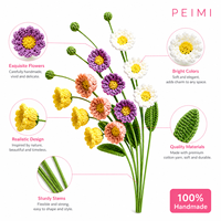 Fleur artificielle en crochet à tige unique, tricotée à la main en coton, fil mélangé, pour la fête des Mères, décoration intérieure