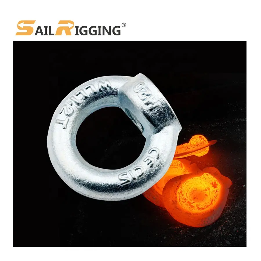 C15 Carbon Steel Forged Eye Bolt With Nut Galvanized M16 Din 582 Ring Nut Din582 Anchor Lifting Eye Nuts