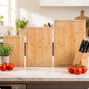 Bamboo Cutting Board <b>Set</b> 3 Piece Rectangle Multifunction For Meat Vegetables Kitchen Use - Product Image 1