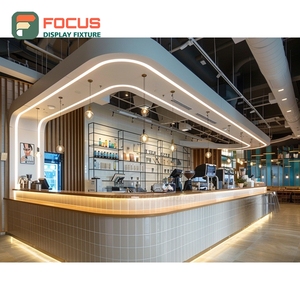 Commercial Coffee Display Cabinet Black <b>Walnut</b> Finish Customer Pickup Area Storefront Coffee Cabinet - Product Image 4