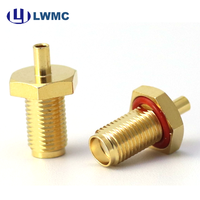 Connecteur RF LWMC SMA femelle à sertir pour câble Micro 1.13 1.30 Max, plaqué or, commande en gros, jusqu'à 6 GHz, à souder, avec broches