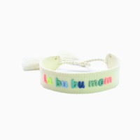 Bracelet d'amitié tissé à la main pour filles, logo brodé, bracelets à breloques tendance avec mots, lettres, texte